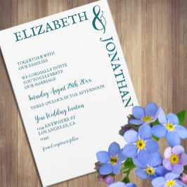 Invitación Boda de tipografía moderna Verde azulada oscura