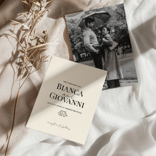 Invitación Boda de tipografía negra retro minimalista