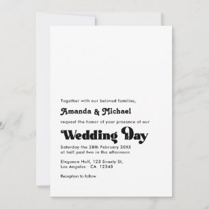 Invitación Boda de Tipografía Retro en Blanco y Negro Atempor