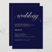 Boda de tipografía rosa azul marino y Rubor