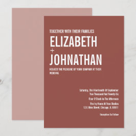 Invitación Boda de tipografía Rosa simple Boho Dusty