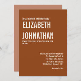 Invitación Boda de tipografía simple de Boho Terracotta