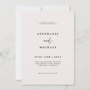 Invitación Boda de tipografía simple en blanco y negro minima