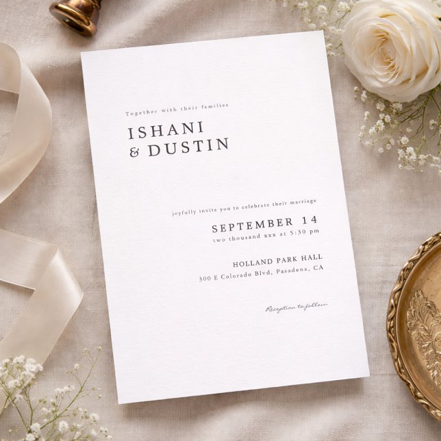 Invitación Boda de Tipografía Simple y Elegante (Subido por el creador)