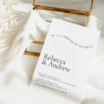Invitación Boda de tipografía singulares simple en blanco y n<br><div class="desc">Presenta un toque de capricho a la celebración de tu boda con nuestra invitación a la boda de escritura blanca y negra. El encantador diseño presenta una tipografía ondulada pero elegante, en blanco y negro clásico, que le da un toque de alegría alegre a la celebración que mezcla la sofisticación...</div>