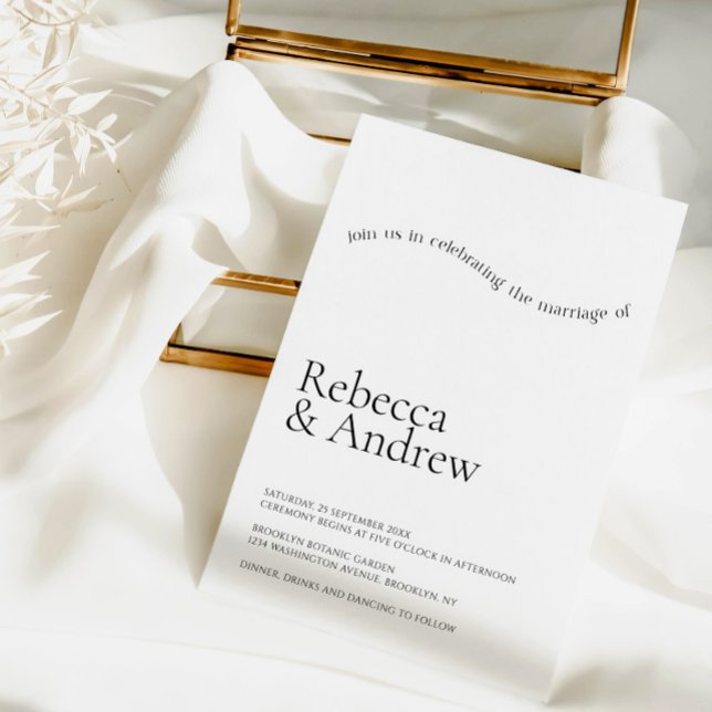 Invitación Boda de tipografía singulares simple en blanco y n (Subido por el creador)