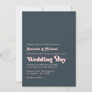 Invitación Boda de tipografía sofisticada de carbón y rubor