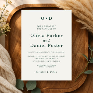 Invitación Boda de Tipografía Verde Minimalista Clásica