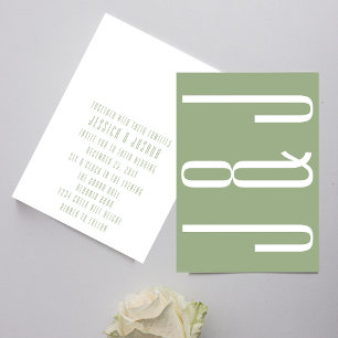 Invitación Boda de tipografía verde monograma moderno