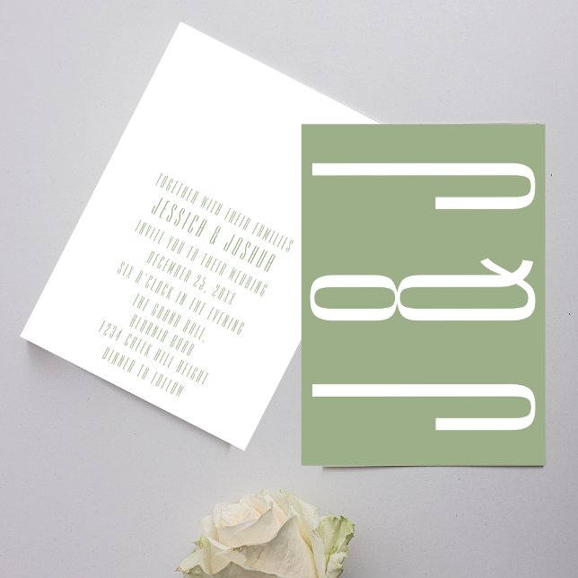 Invitación Boda de tipografía verde monograma moderno (Subido por el creador)