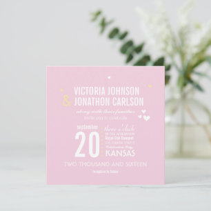 Invitación Boda de tipografía Zig Zag rosa y amarillo