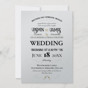 Invitación Boda de tipos de letra Pearl Shimmer Heritage