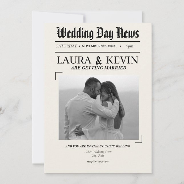 Invitación Boda de titulares de prensa (Anverso)