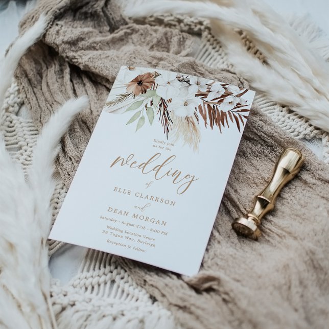 Invitación Boda De Todas Las Temporadas De Floral Blanca De B (Subido por el creador)