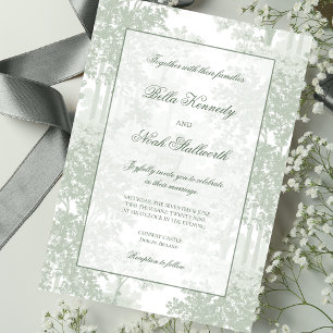 Invitación Boda de Toile de Paisaje Verde Salvia Clásico