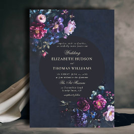 Invitación Boda de Tones Jewel de Moody Florals Romántico osc