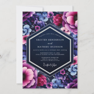Invitación Boda de tono de joya magenta índigo