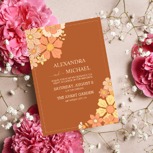 Invitación Boda de tonos apagados con temas de los 70 de Retr