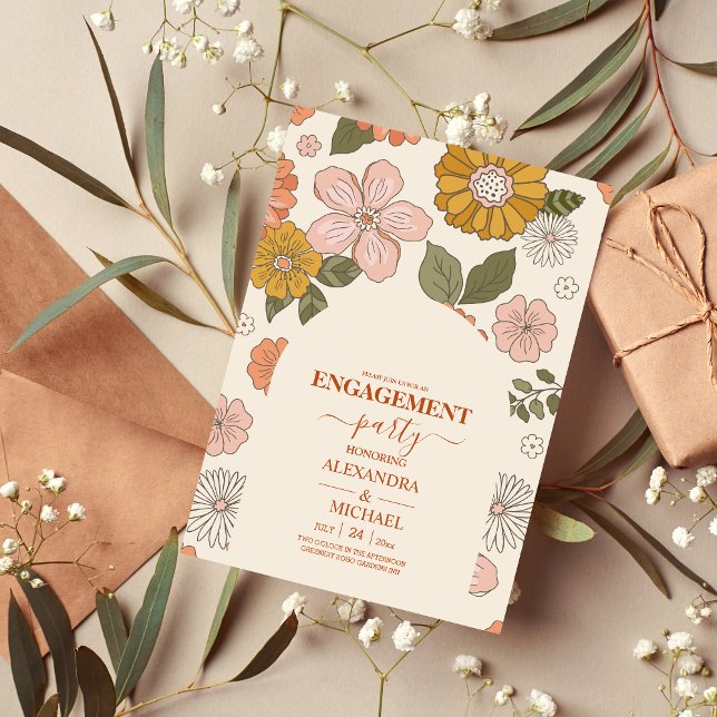 Invitación Boda de tonos apagados con temas de los 70 de Retr (Subido por el creador)