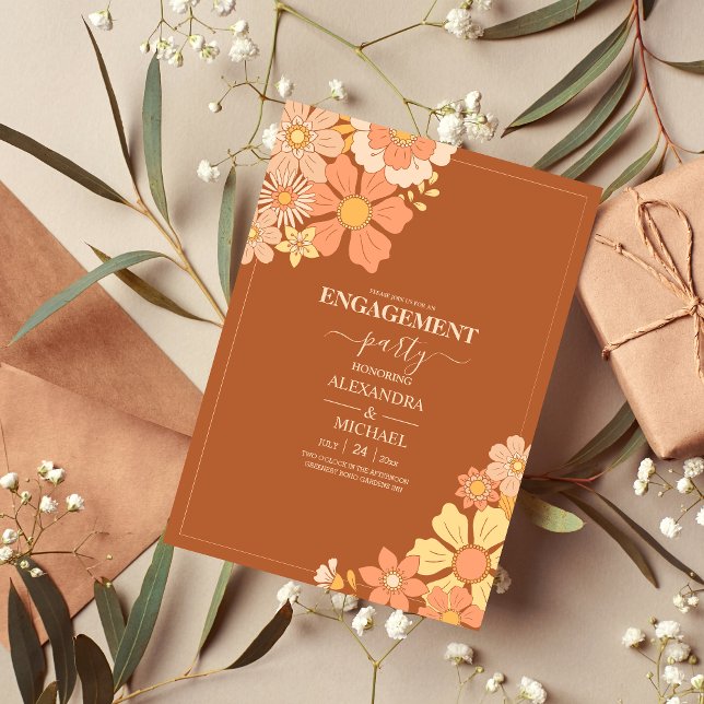 Invitación Boda de tonos apagados con temas de los 70 de Retr (Subido por el creador)