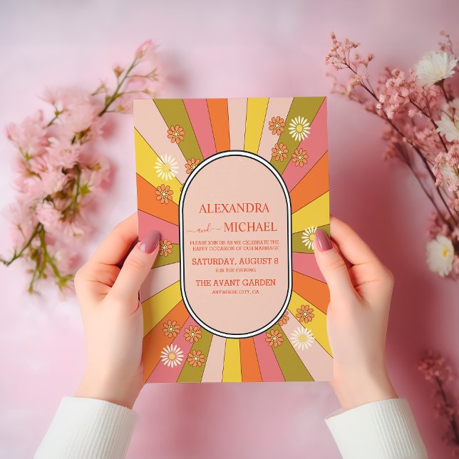 Invitación Boda de tonos apagados con temas de los 70 de Retr (Subido por el creador)