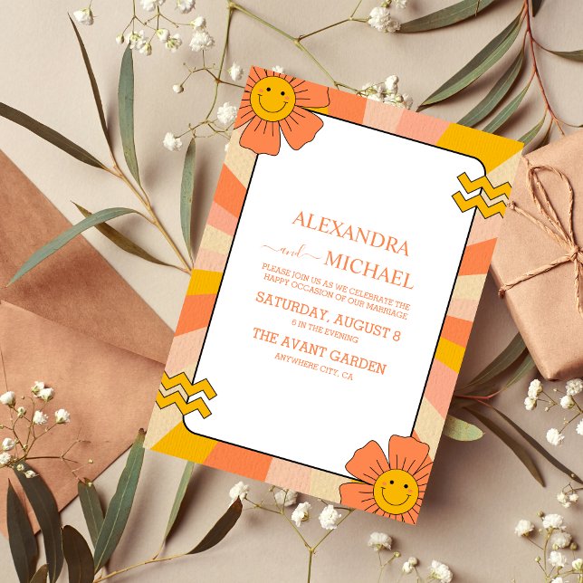 Invitación Boda de tonos apagados con temas de los 70 de Retr (Subido por el creador)