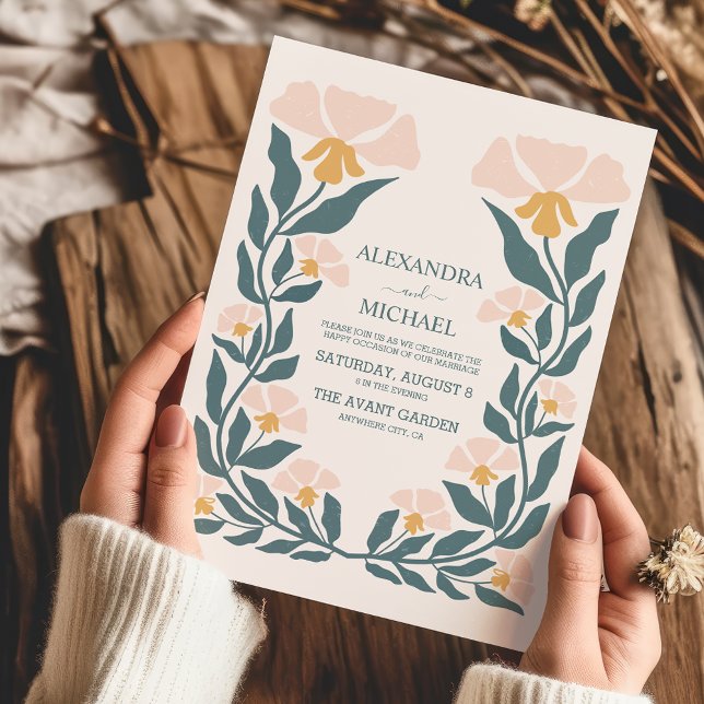 Invitación Boda de tonos apagados con temas de los 70 de Retr (Subido por el creador)