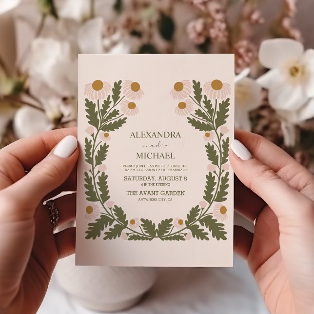 Invitación Boda de tonos apagados con temas de los 70 de Retr (Subido por el creador)