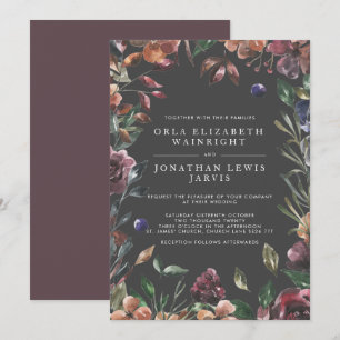 Invitación Boda de tonos cálidos del marco de ráfaga floral d