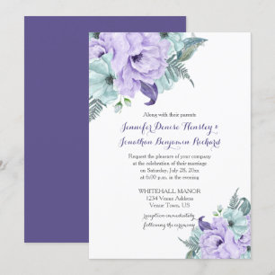 Invitación Boda de tonos de agua morados para la tela mint