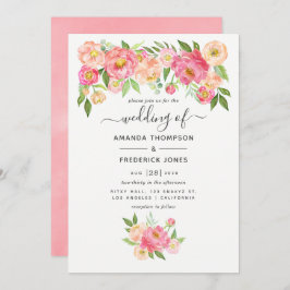 Invitación Boda de tonos de agua rosados pastel
