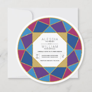 Invitación Boda de tonos de joyas de diamante abstracto moder