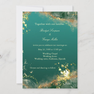 Invitación Boda de tonos de joyas de oro verde esmeralda