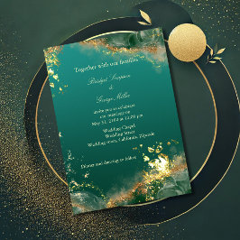 Invitación Boda de tonos de joyas de oro verde esmeralda
