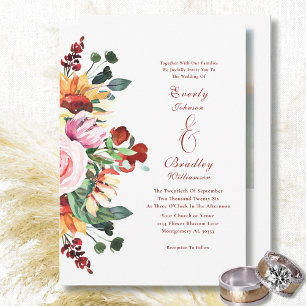 Invitación Boda de tonos de tierra floral de color acuático