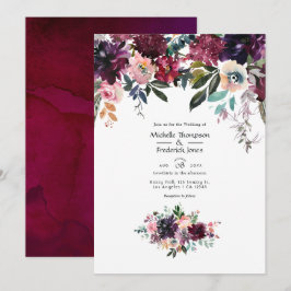 Invitación Boda de tonos de vino de Burdeos