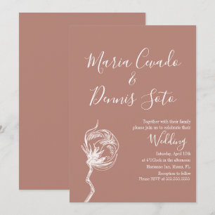 Invitación Boda de tonos terrosos con flores dibujadas a mano