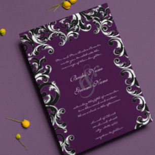 Invitación Boda de Torbellino de Berenjena Profunda