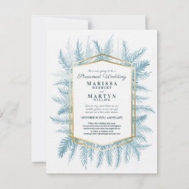 Invitación Boda de torrente azul de arte evergreen de inviern