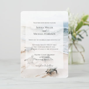 Invitación Boda de tortugas marinas de Ocean Beach