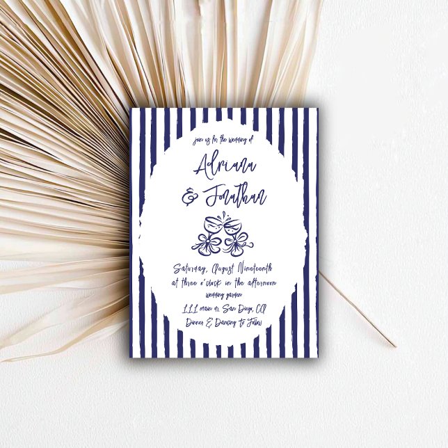 Invitación Boda de tracción de mano azul de época (Subido por el creador)