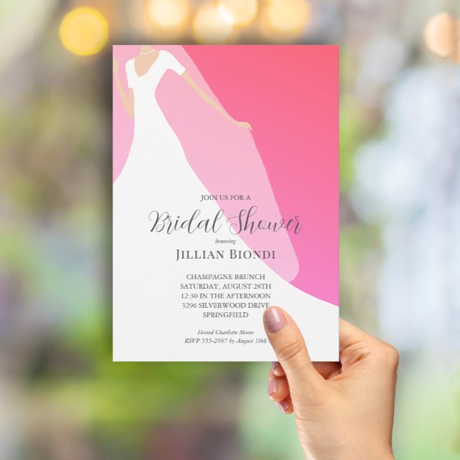 Invitación Boda de traje de novia ducha rosa caliente (Subido por el creador)