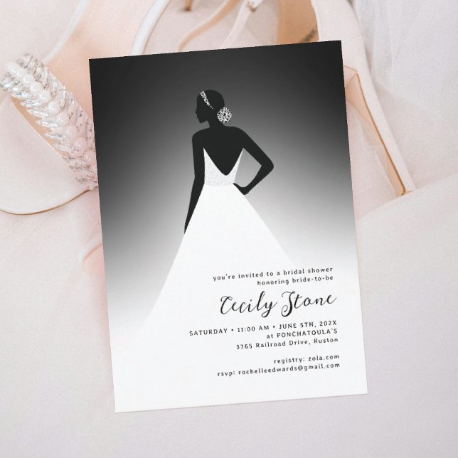 Invitación Boda de traje negro y blanco vestido ducha de novi (Subido por el creador)