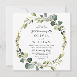 Invitación Boda de trama moderna eucalipto Boho