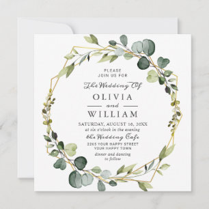 Invitación Boda de trama moderna eucalipto Boho