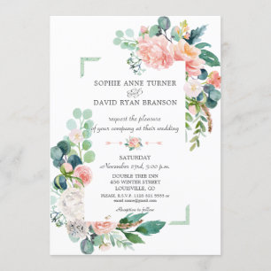 Invitación Boda de tramas de color Rubor White Peonies