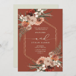 Invitación Boda de tramas de Terracotta moderna y sin tiempo