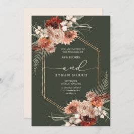 Invitación Boda de tramas de Terracotta moderna y sin tiempo
