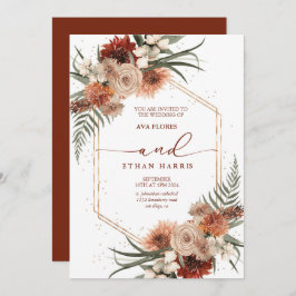 Invitación Boda de tramas de Terracotta moderna y sin tiempo
