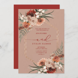 Invitación Boda de tramas de Terracotta moderna y sin tiempo